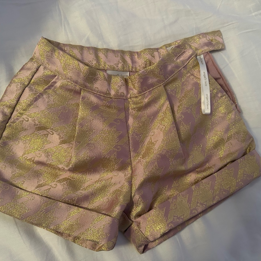 Angels Face girls Gold and Pink Shorts